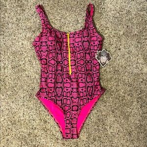 NWT Pink Snake Print Bathing Suit. NEVER USED.